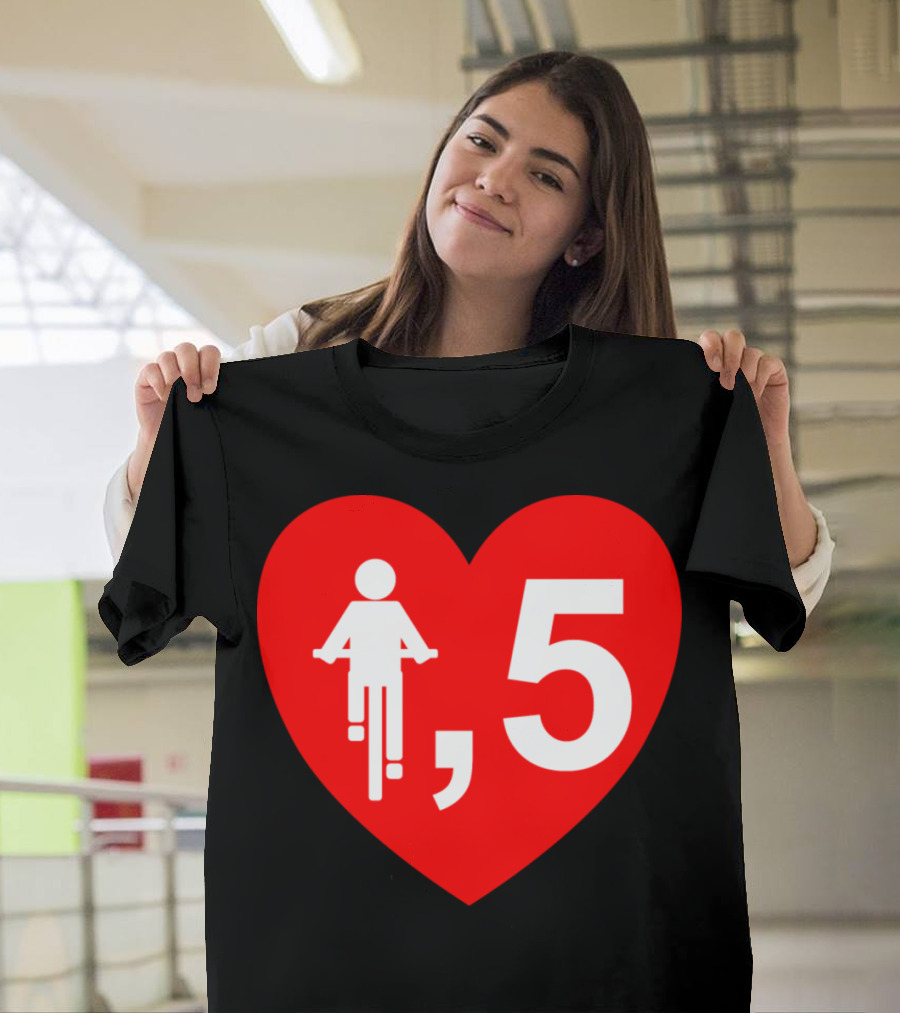 Cyclist Heart 5 Red T-Shirt