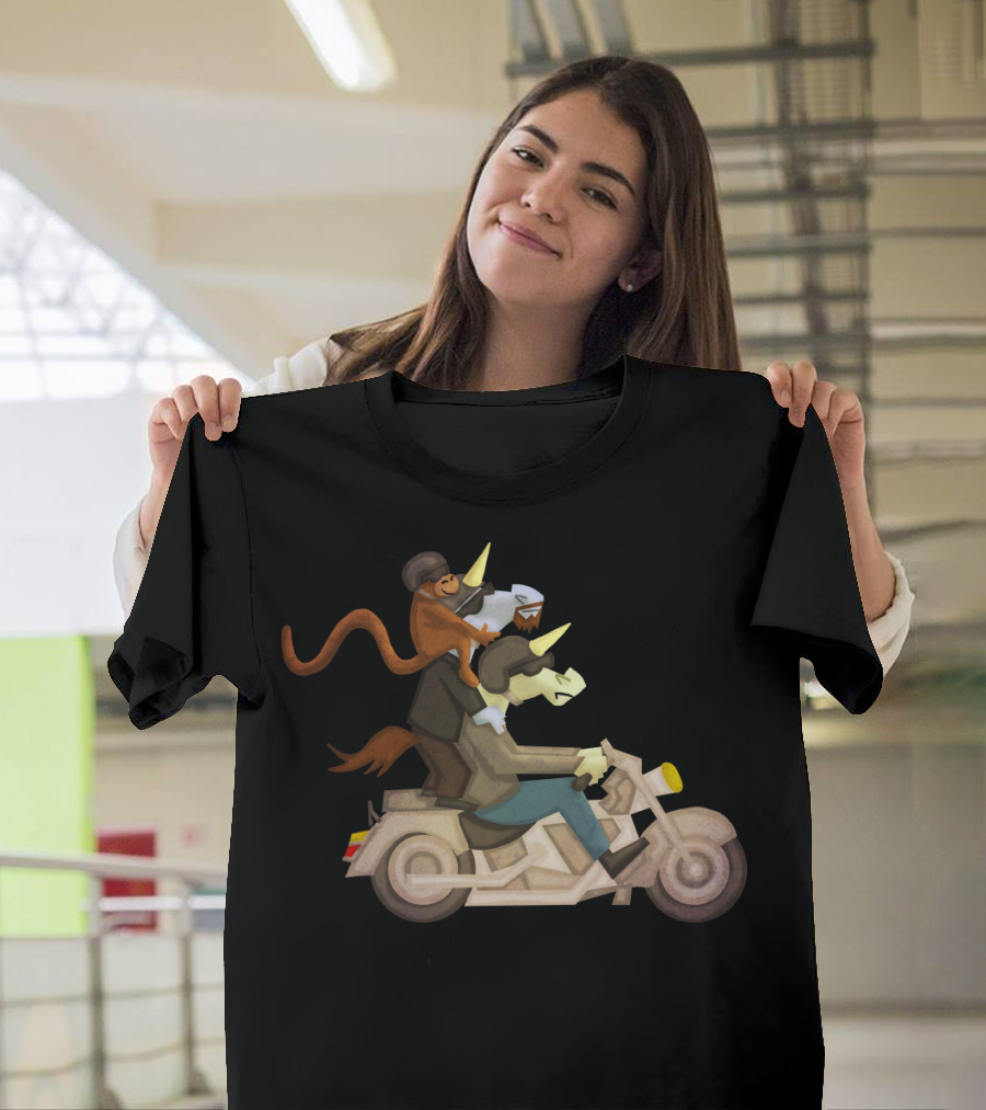 Free Ride Unicorn Monkey Motorcycle Adventure T-Shirt