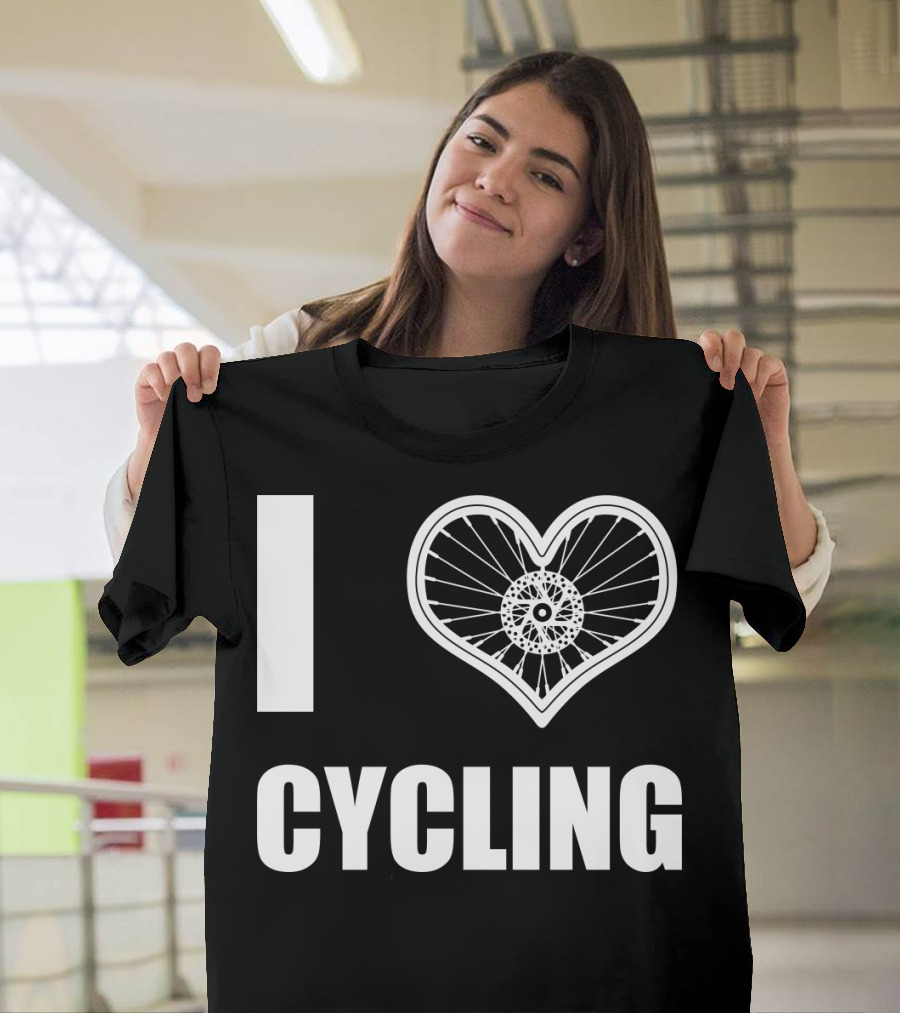 I Love Cycling Bicycle Wheel Heart T-Shirt