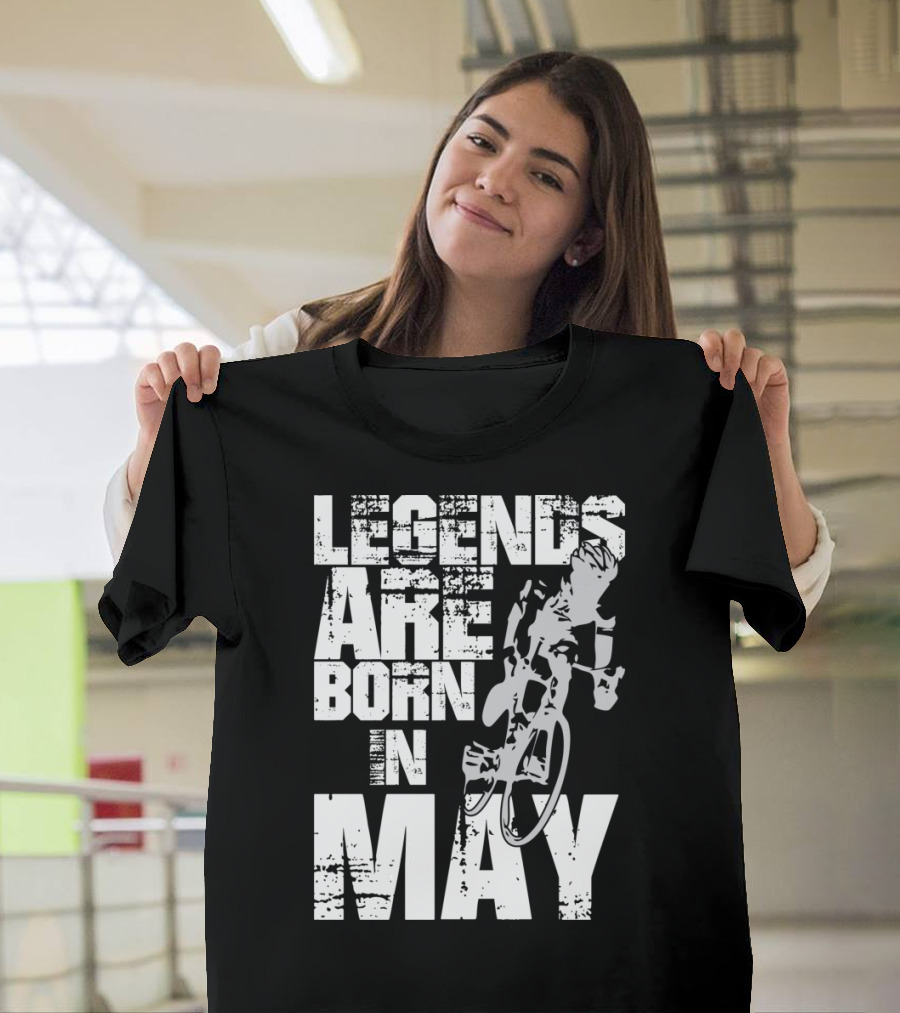 Legends Are Born In May Cycling Vintage Style Mountain Bike Enthusiasts T-Shirt