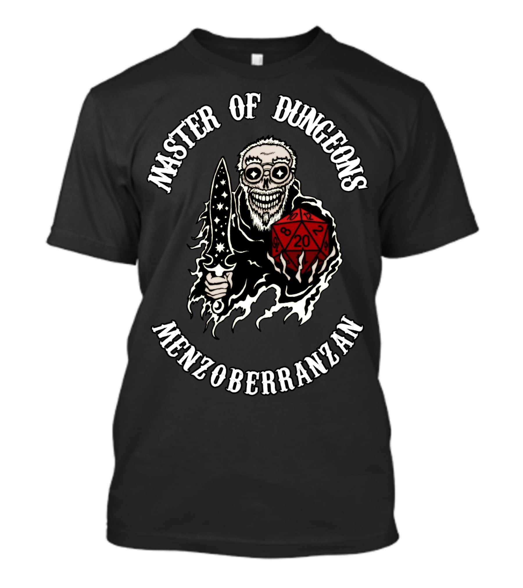 Master Of Dungeons Menzoberranzan Dice Wielding Skeleton With Starry Sword T-Shirt