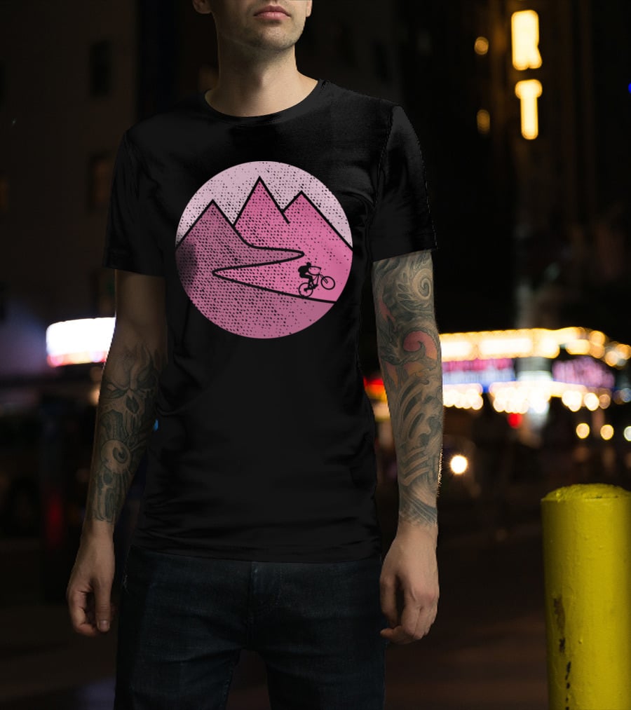 Mountain Bike Cycling Scenic Adventure In Pink Mountains T-Shirt