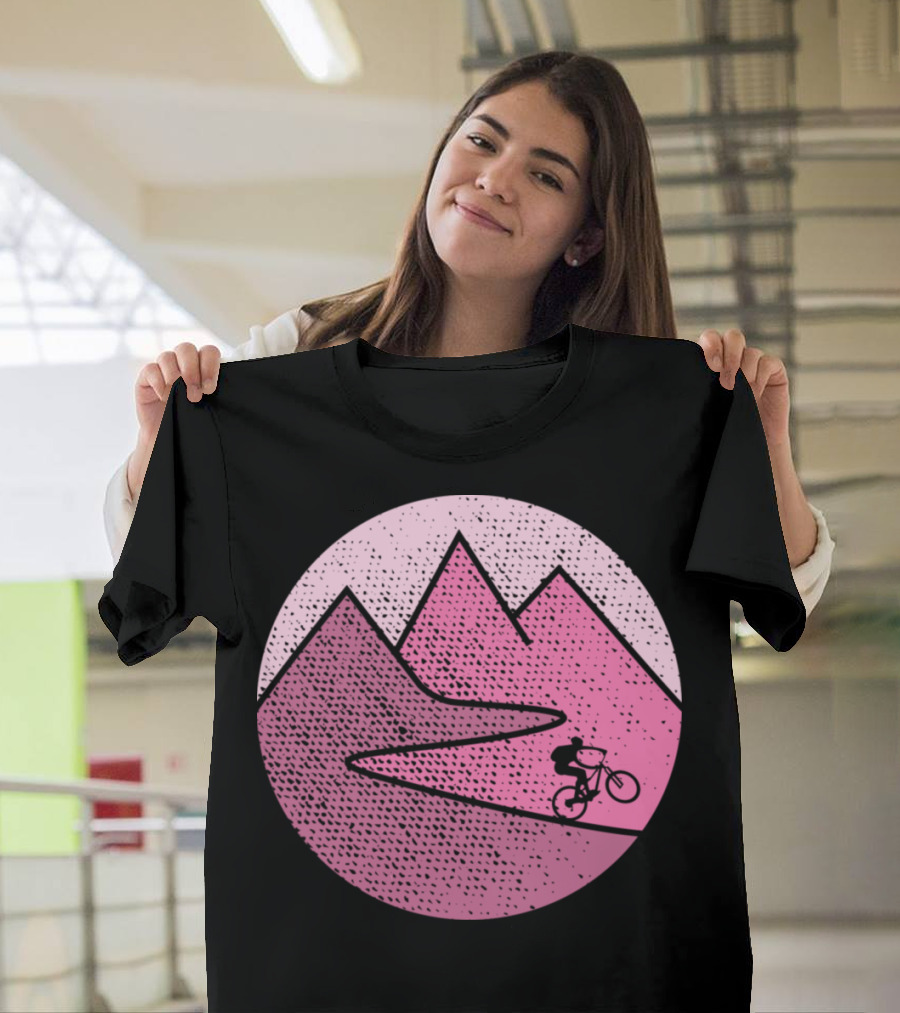 Mountain Bike Cycling Scenic Adventure in Pink Mountains T-Shirt