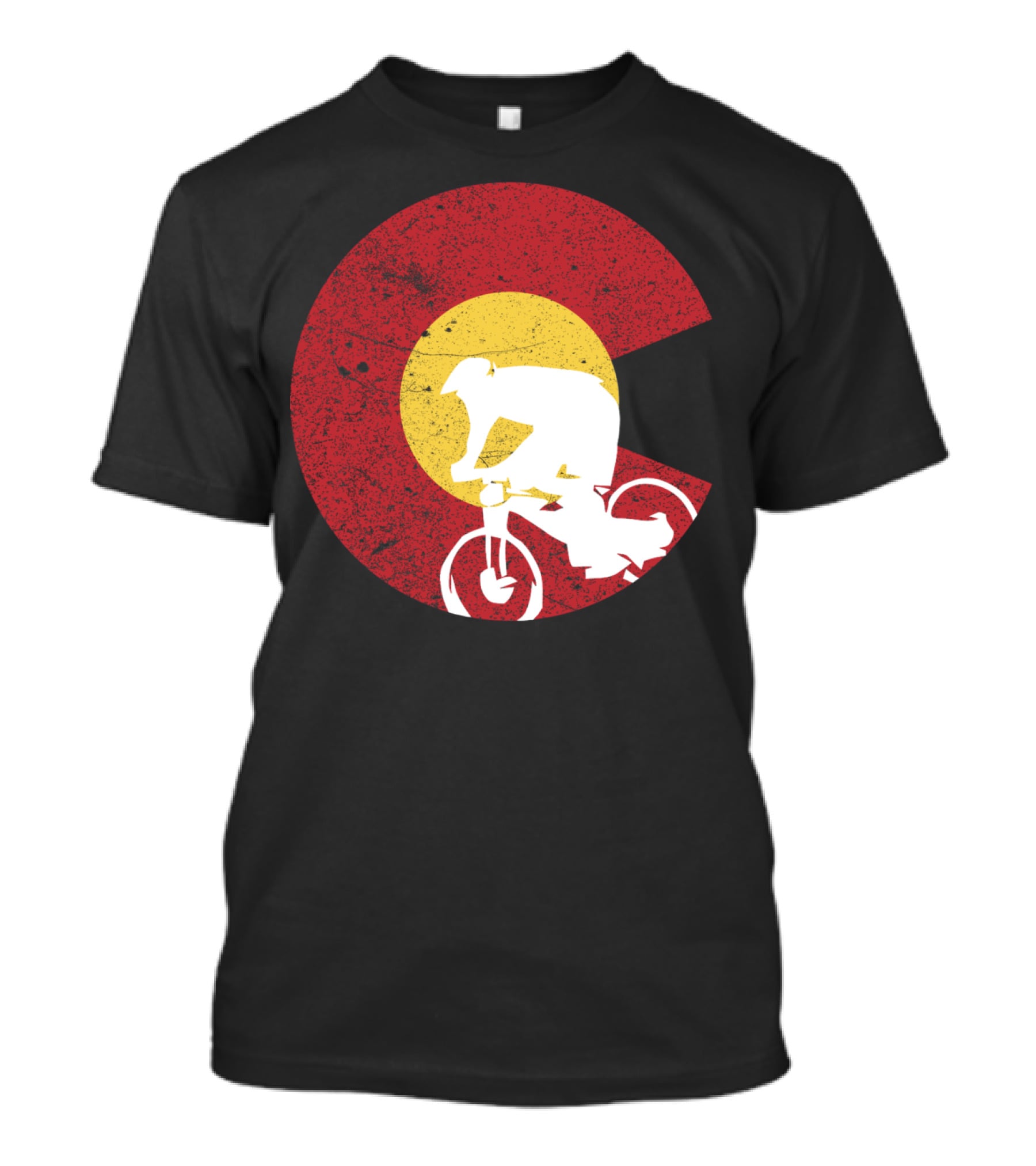 Colorado Mountain Biking Silhouette With State Flag T-Shirt