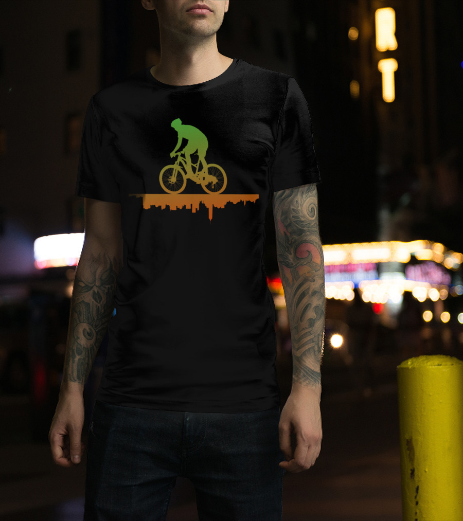 MTB Free Your Mind Cyclist Urban Skyline Gradient T-Shirt