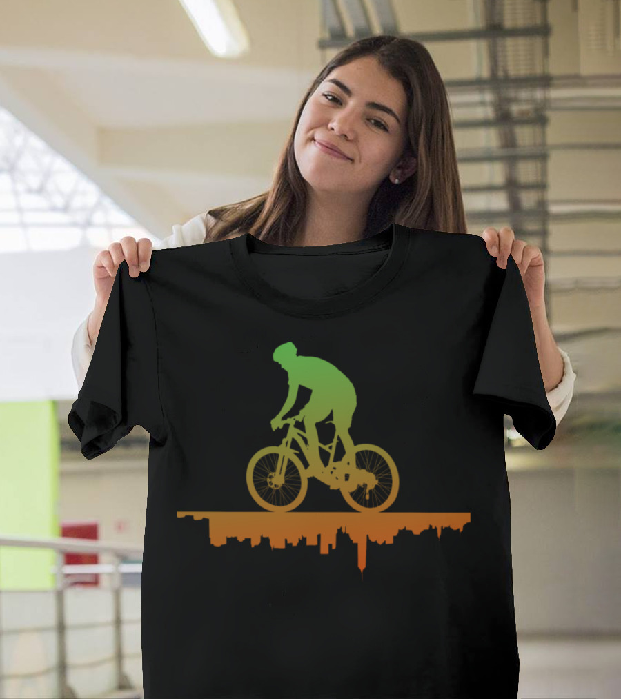 MTB Free Your Mind Cyclist Urban Skyline Gradient T-Shirt