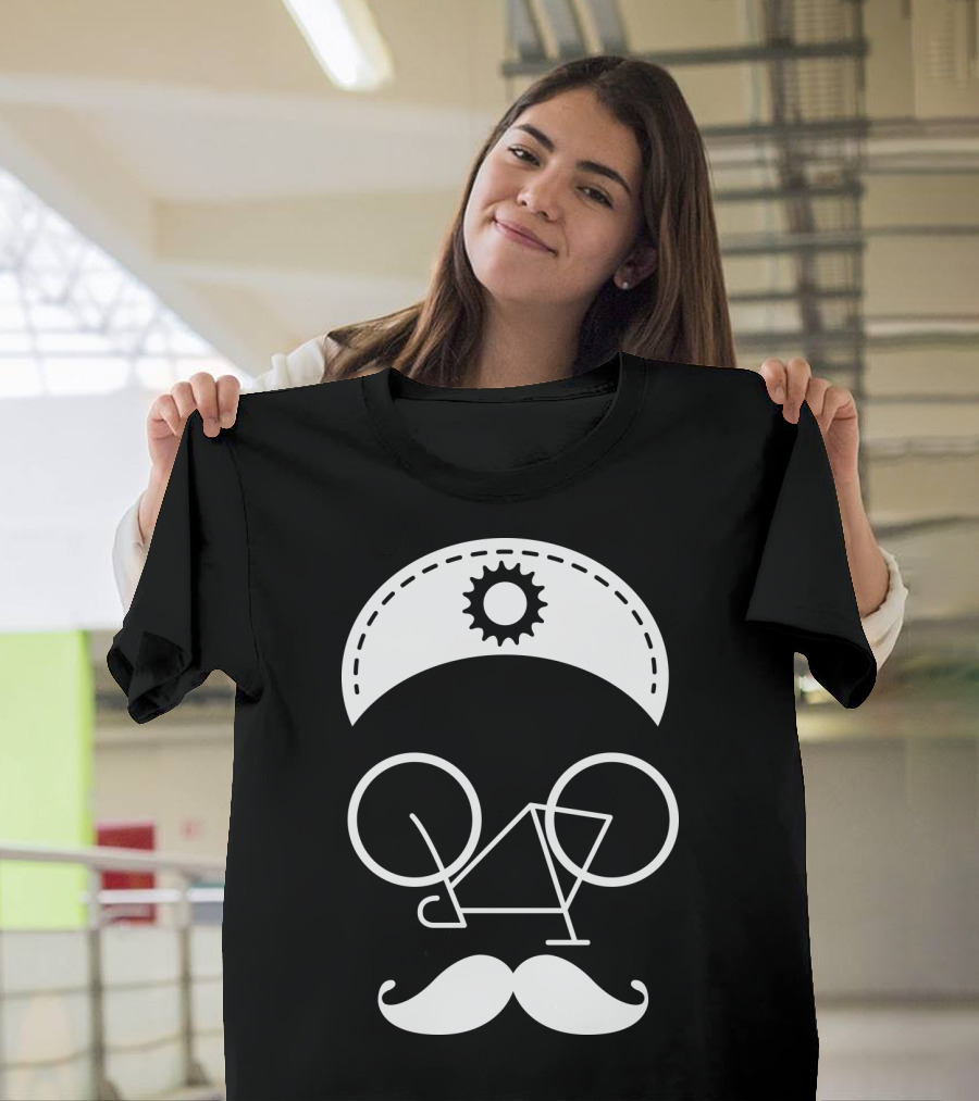 Bicycle Mustache Face Helmet Gear T-Shirt