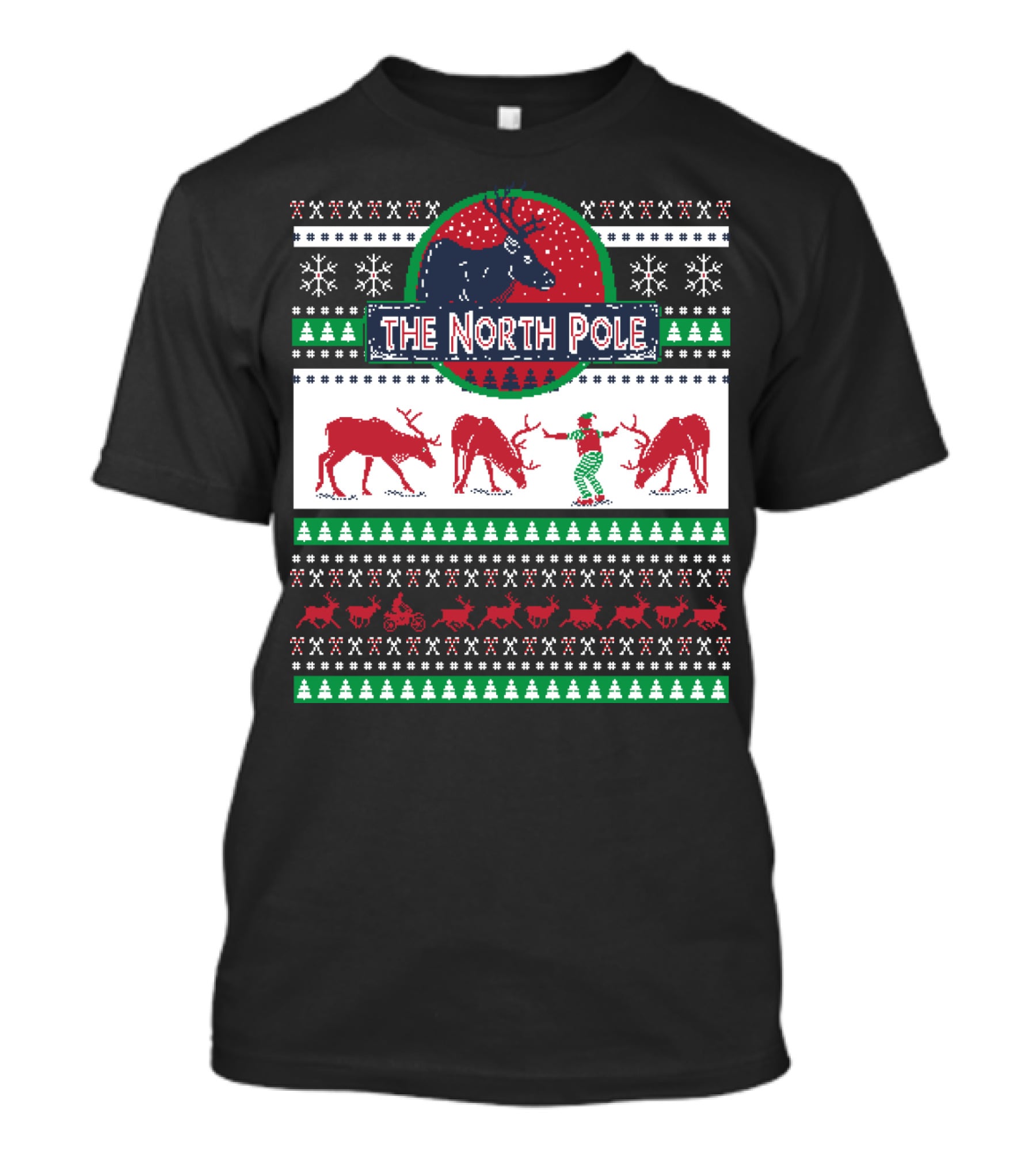 The North Pole Reindeer Ugly Christmas T-Shirt