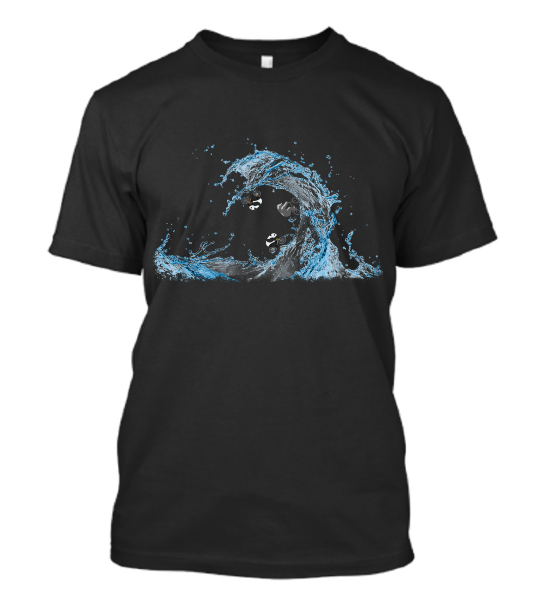 Panda Cycling In Ocean Waves T-Shirt