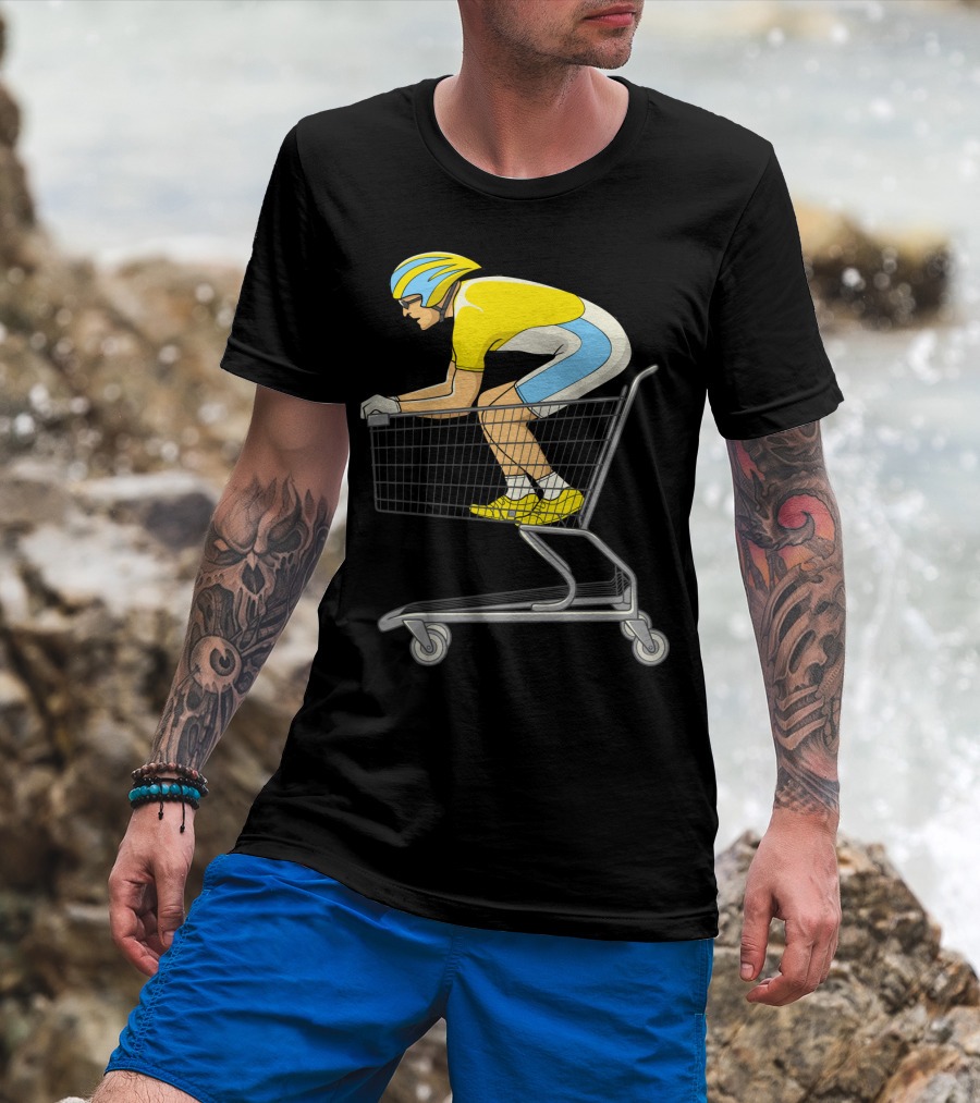 Retail Racer Cyclist In Shopping Cart T-Shirt