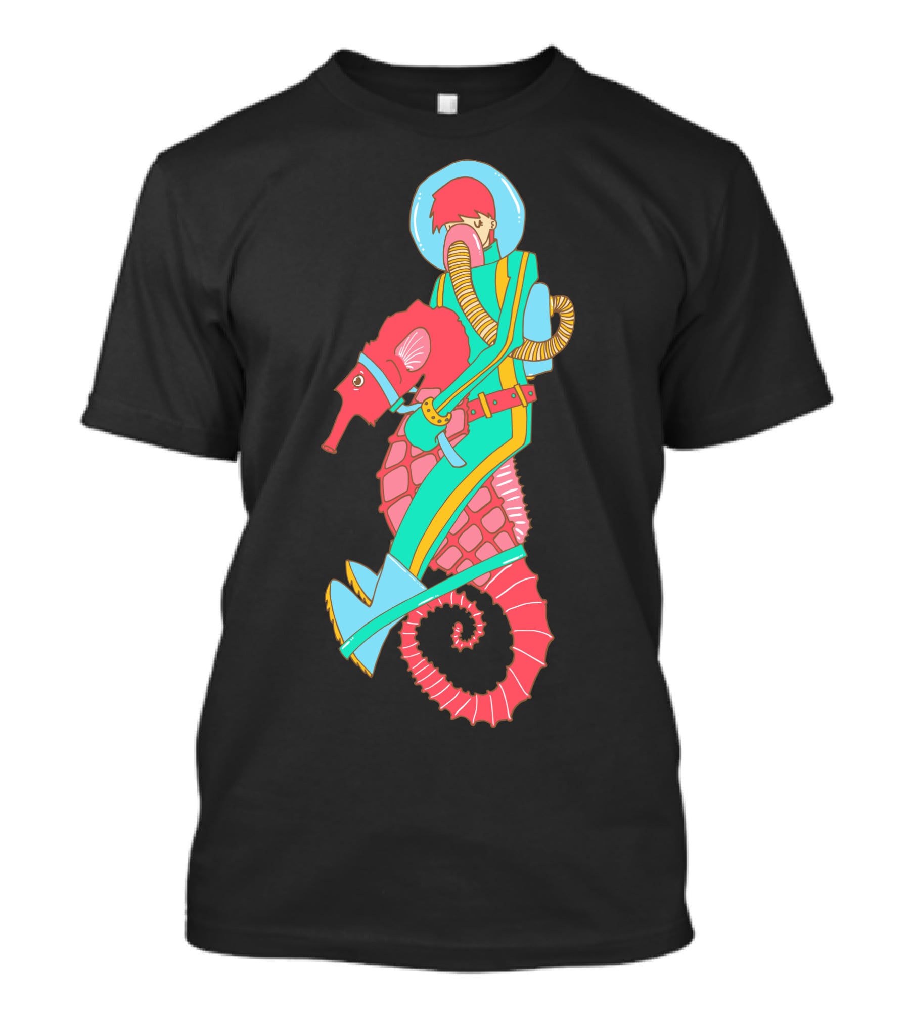 Riding The Seahorse Aqua Spacesuit Adventure T-Shirt