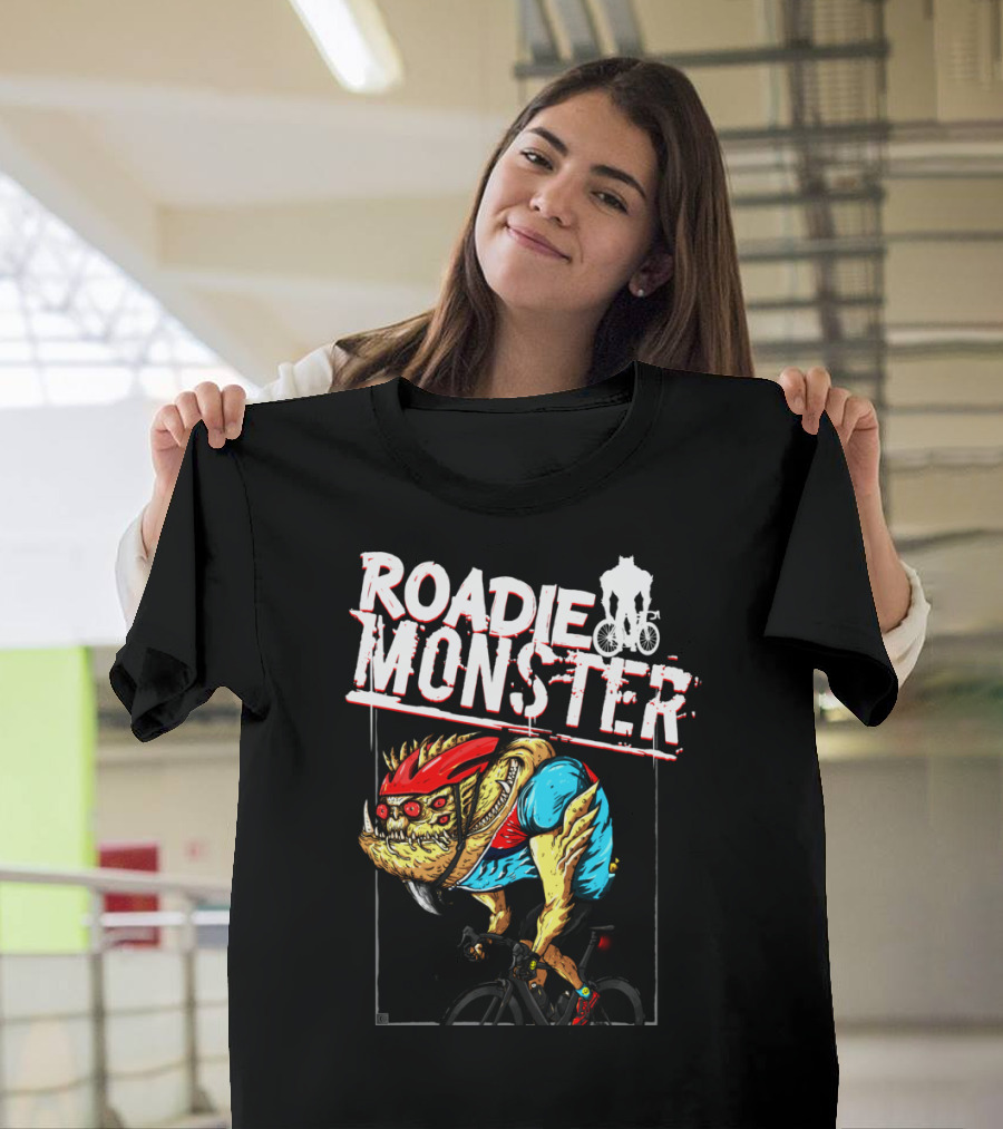 ROADIE MONSTER Cyclist Beast on Bicycle Thrill T-Shirt