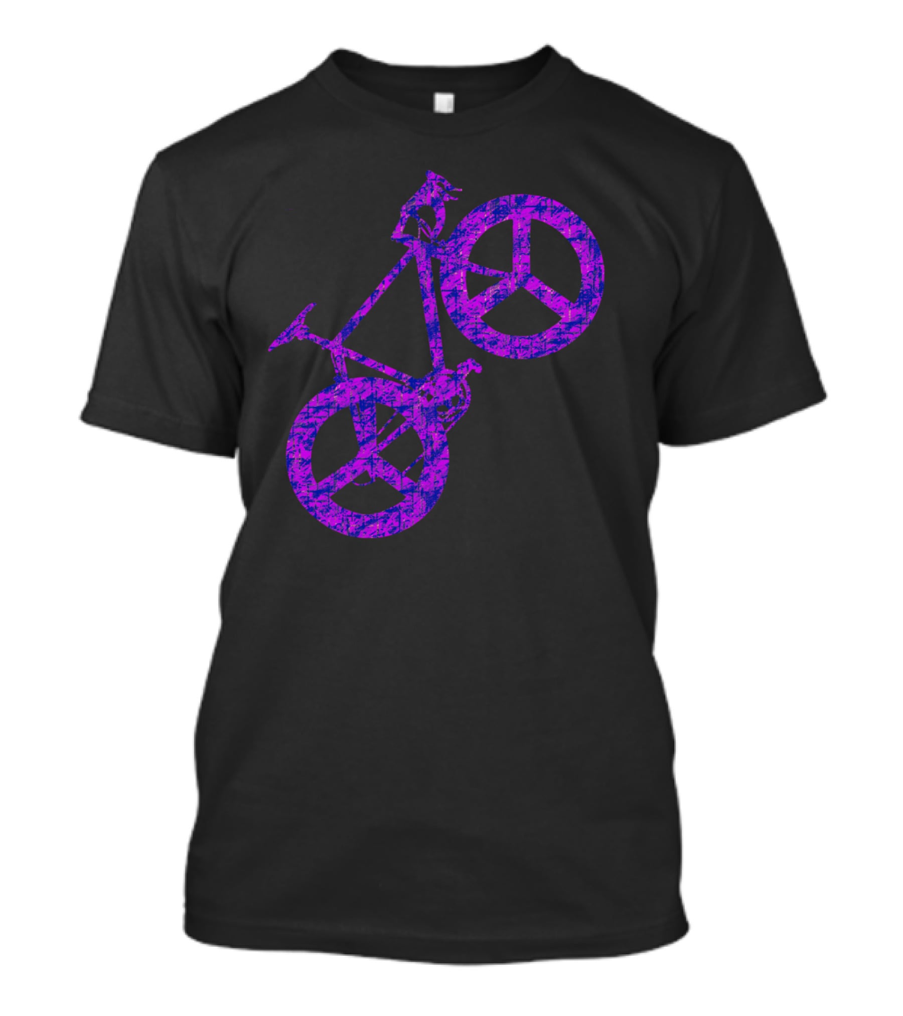 Purple Bicycle Peace Symbol Wheels T-Shirt
