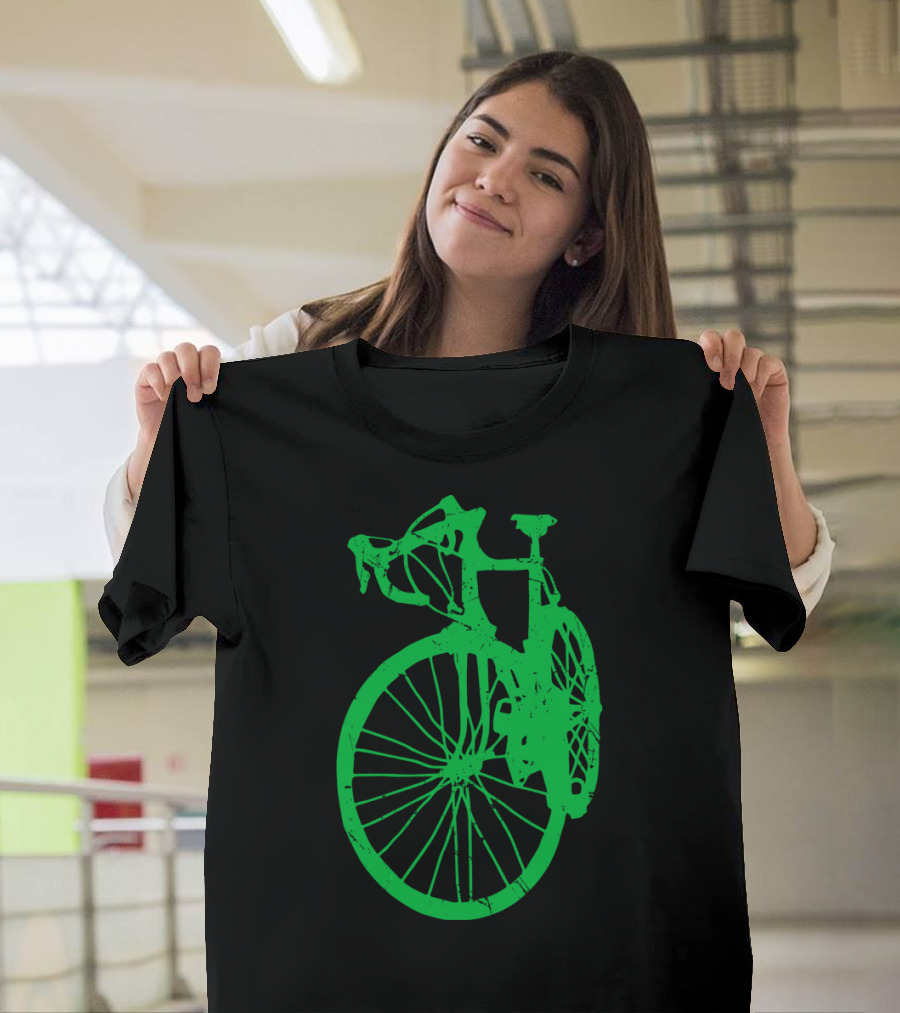 Vintage Rustic Racing Bike in Green T-Shirt