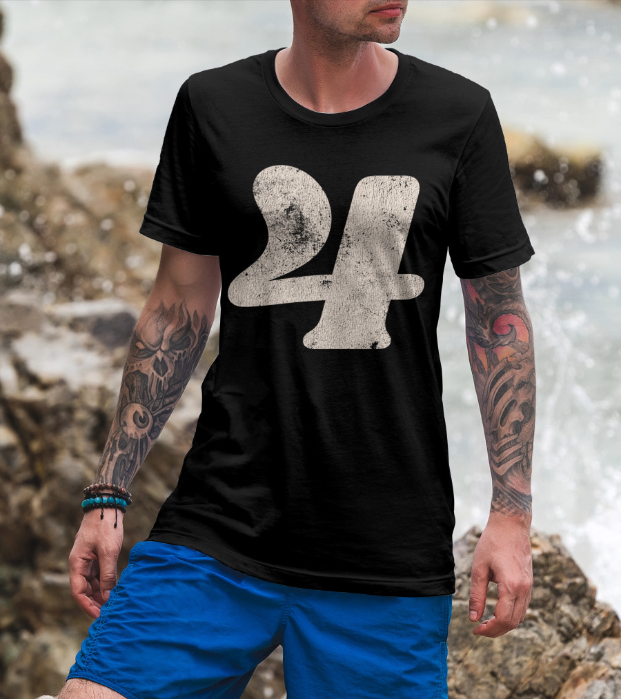 Vintagestyle Textured 24 Number Four T-Shirt