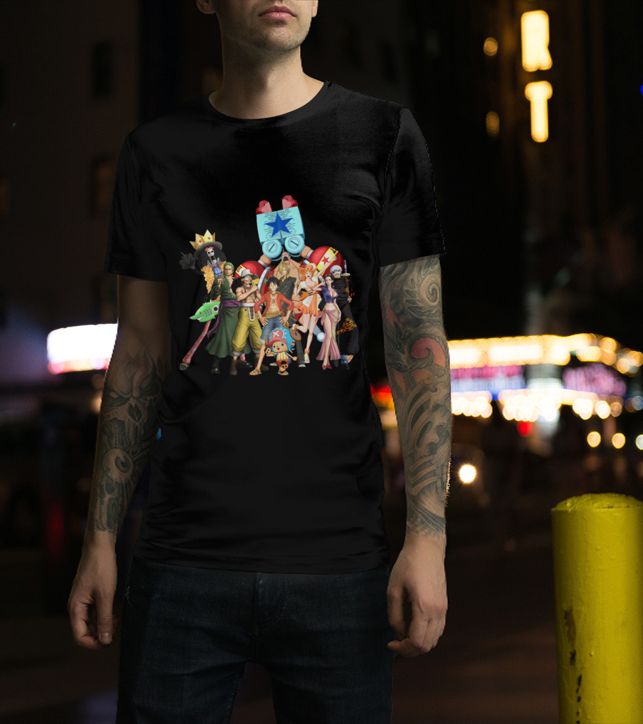 One Piece Main Characters Iconic Straw Hat Pirates Ensemble T-Shirt