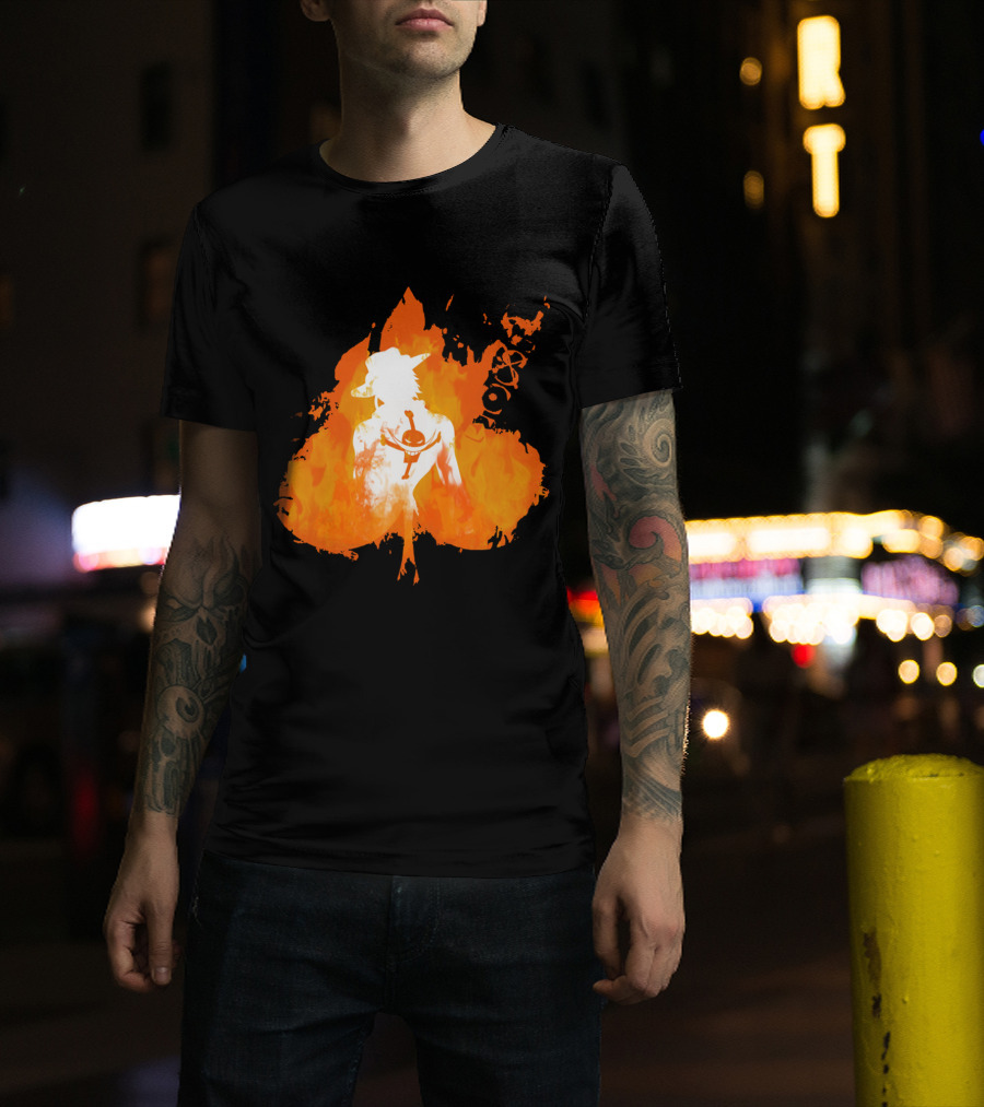 Ace One Piece Silhouette On Fire T-Shirt