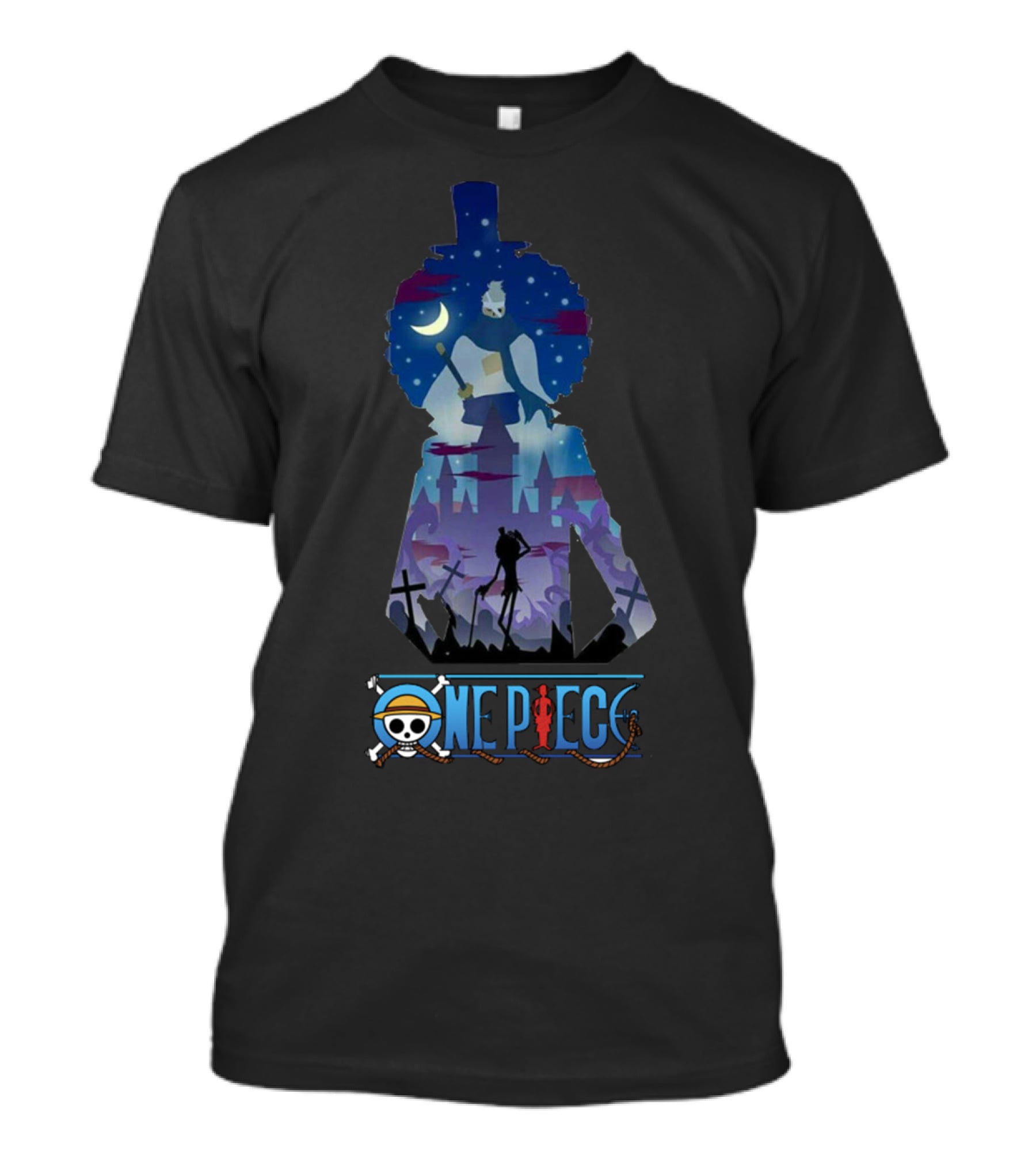 One Piece Brook Soulking Silhouette Night Scene T-Shirt