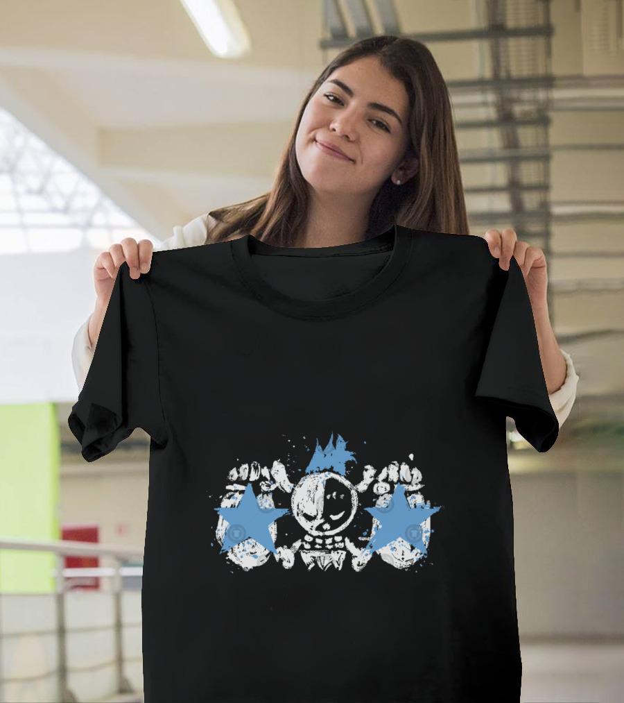 Franky Jolly Roger Skull With Blue Stars And Crown T-Shirt