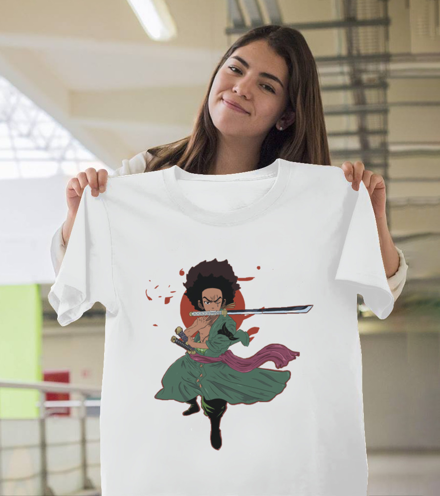 Huey Freeman x Roronoa Zoro Samurai Sword Fighter T-Shirt
