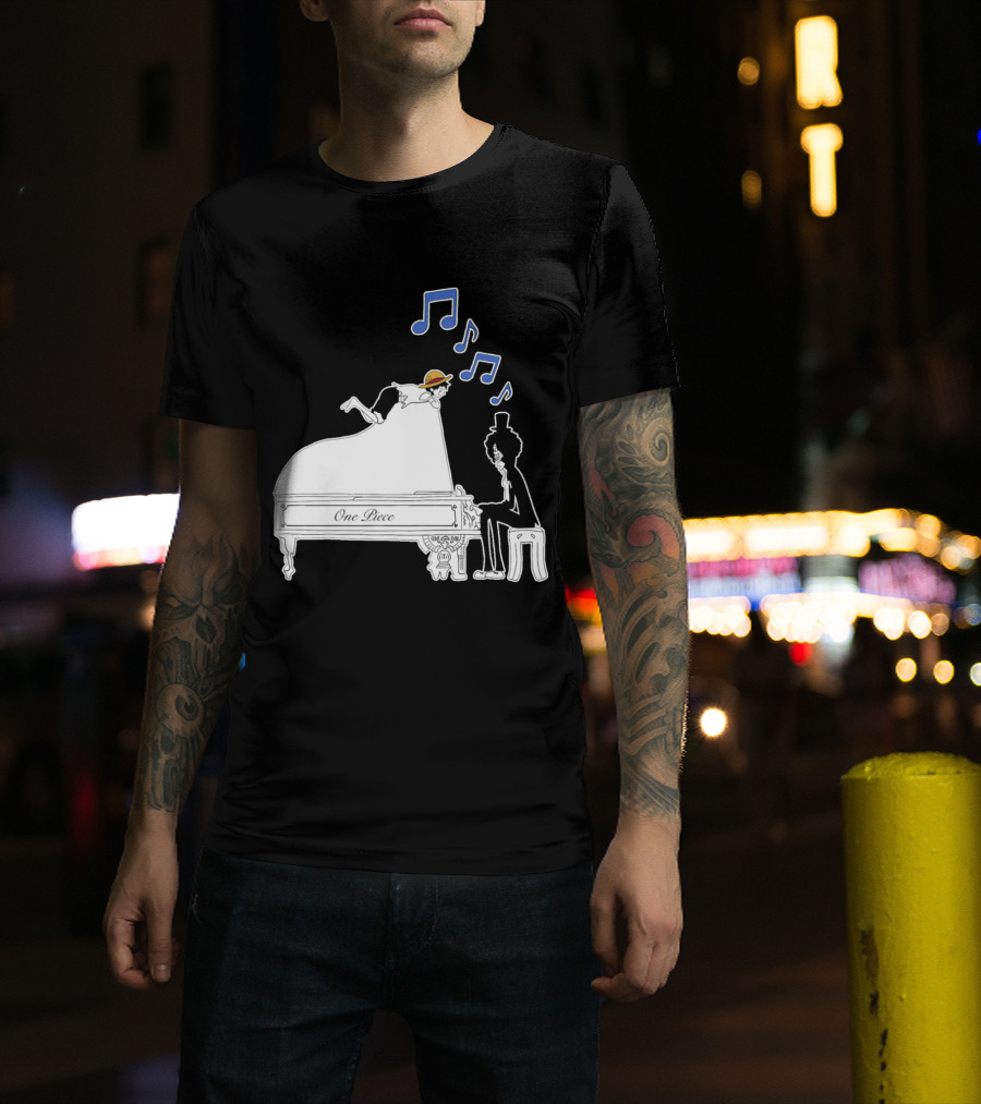 One Piece Luffy And Brook Piano Music Notes T-Shirt