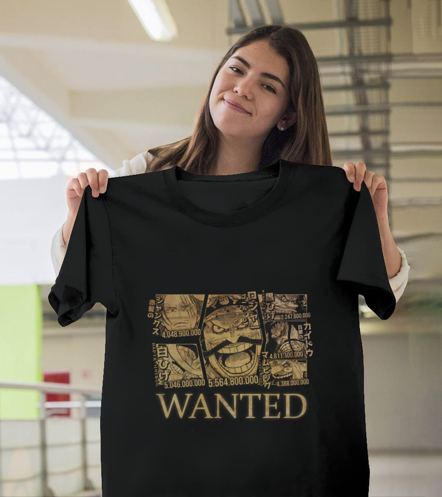 One Piece Most Wanted Posters Kaido Shanks Whitebeard Big Mom Pirates T-Shirt
