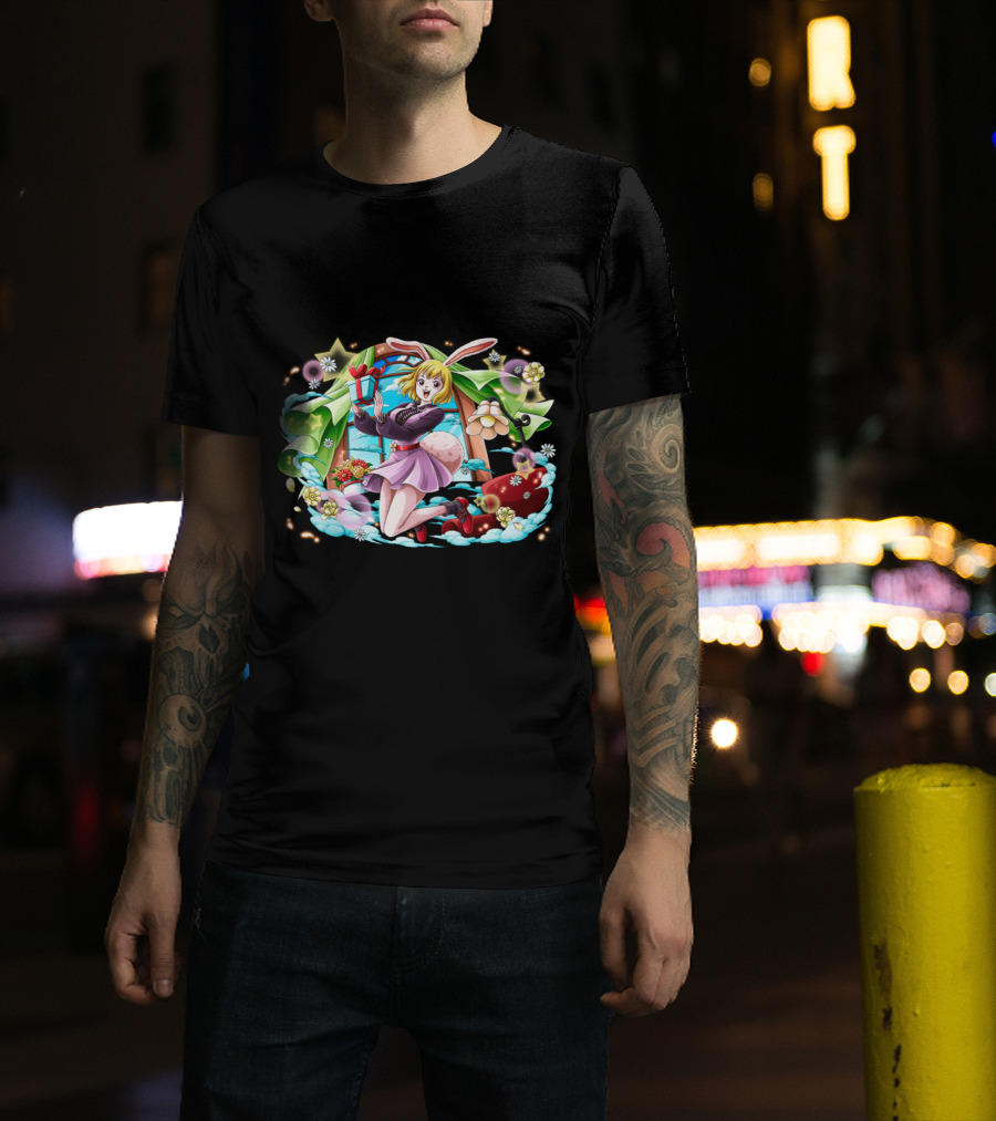 One Piece Girl Festive Bunny With Gift And Flowers T-Shirt