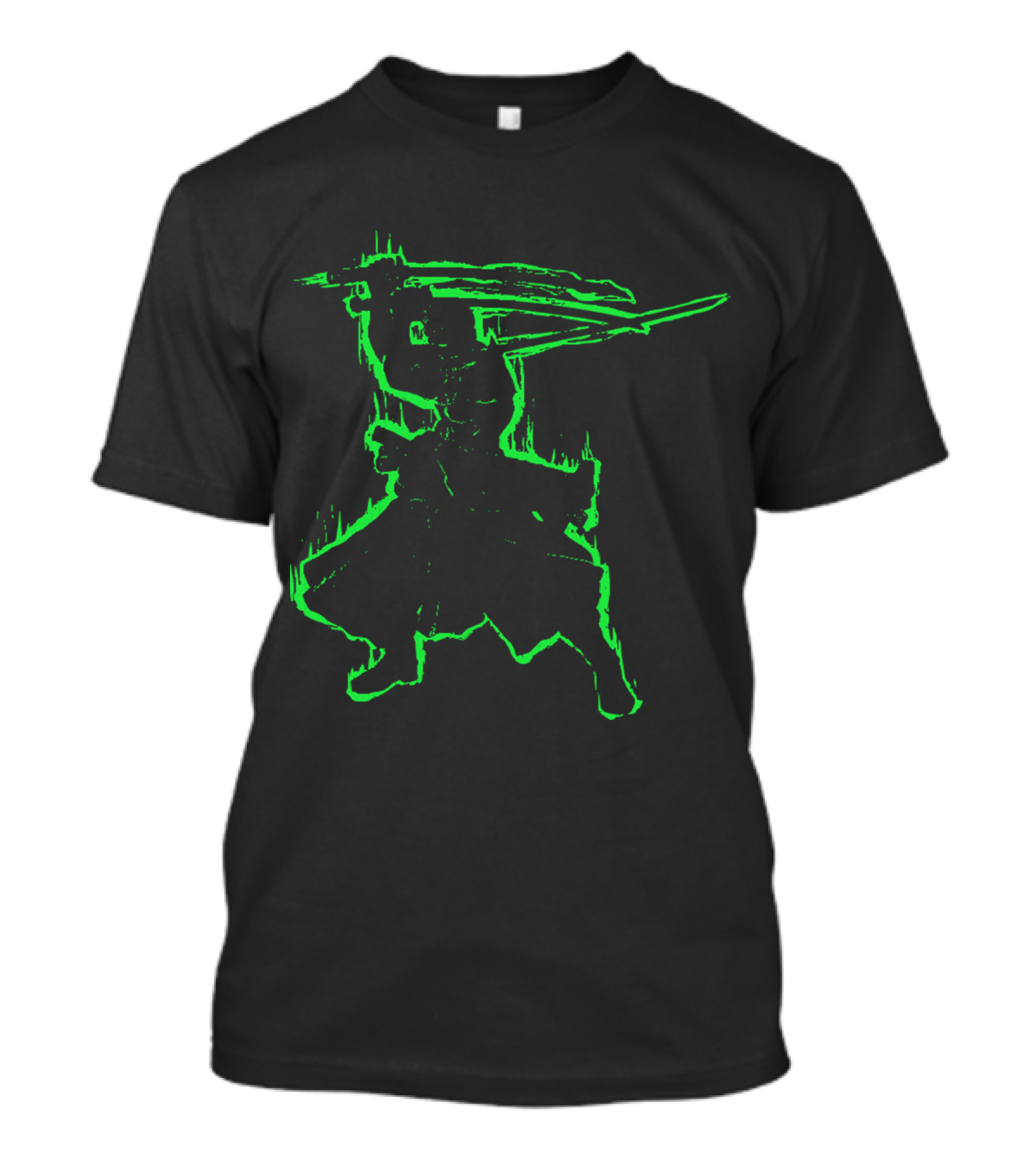 Santoryu Three Sword Style Silhouette In Neon Green T-Shirt