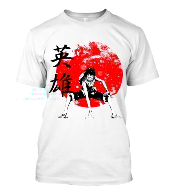 One Piece Hero Luffy Japanese Kanji Red Circle T-Shirt