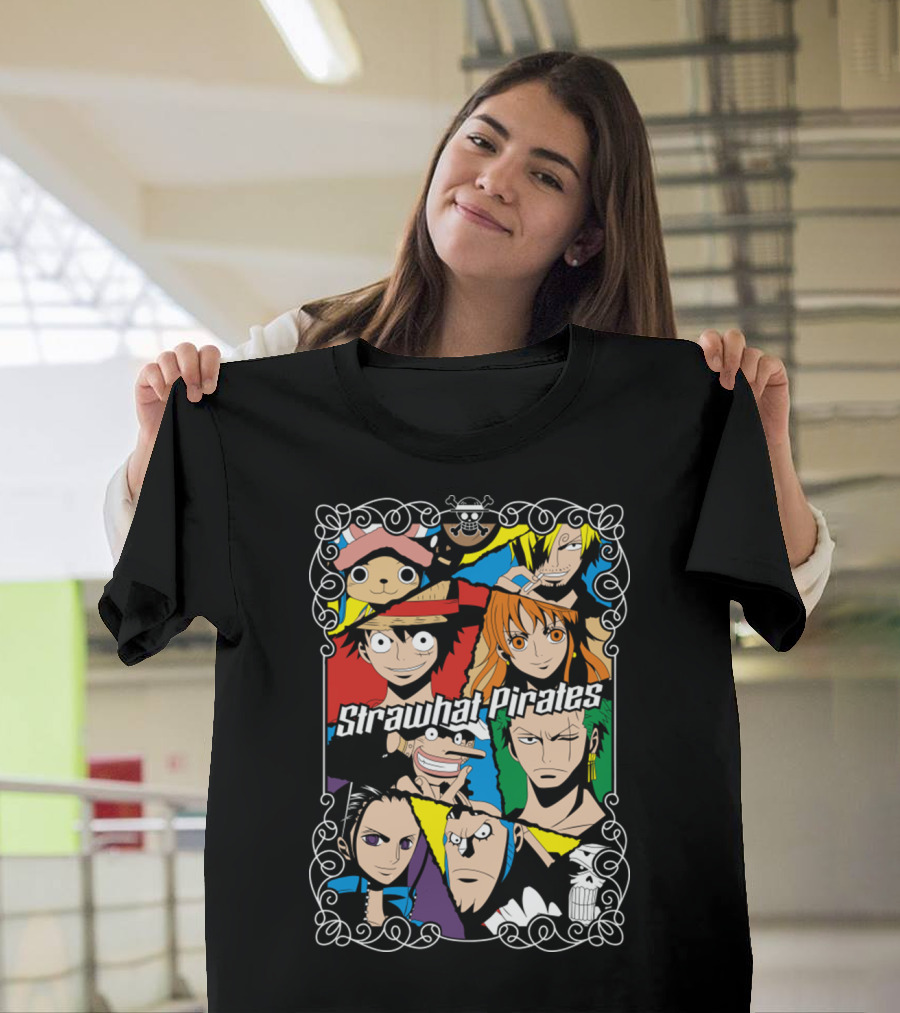 Strawhat Pirates Crew Vibrant Character Portraits T-Shirt