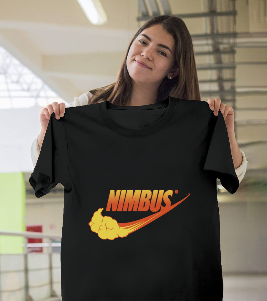 Nimbus Cloud Swoosh Orange Text T-Shirt