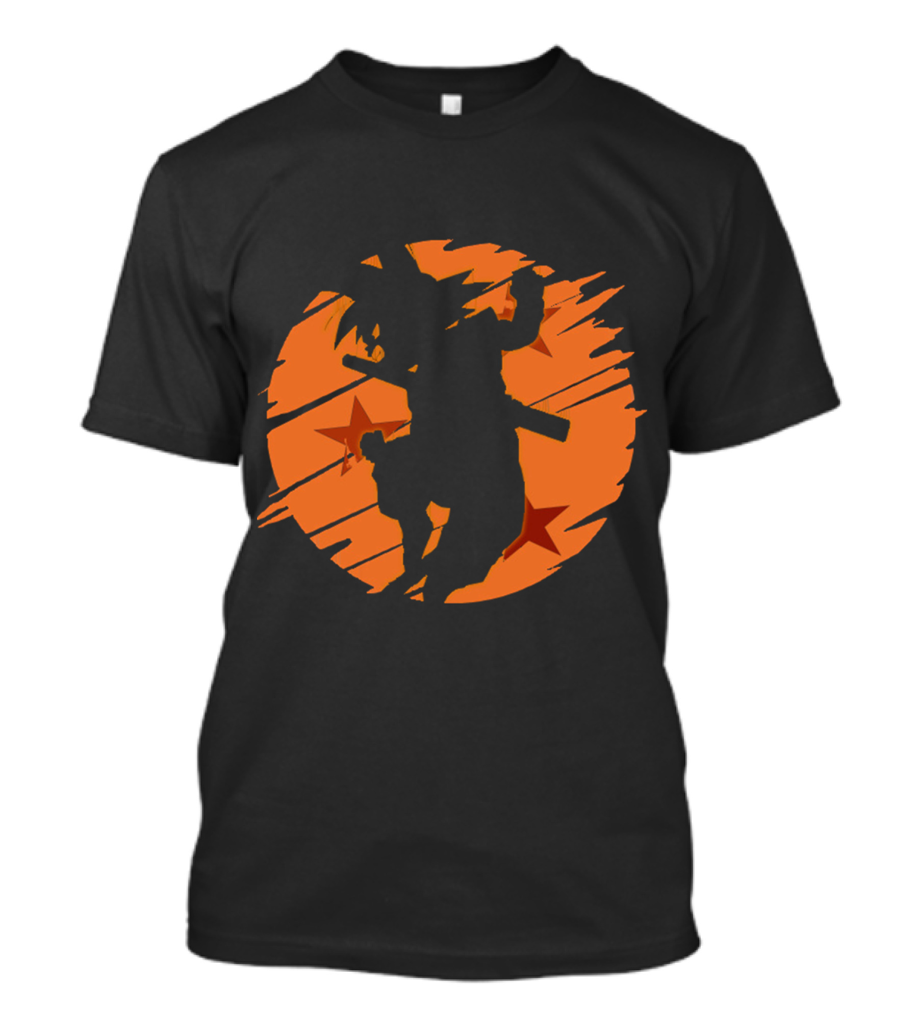 Angry Goku Silhouette Dragon Ball Orange Star Background T-Shirt