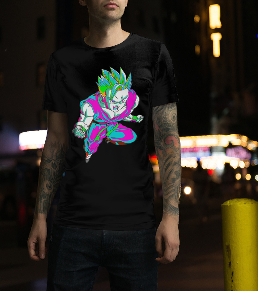 Anime Vaporwave 90s Super Saiyan Style Retro Neon Aesthetic T-Shirt