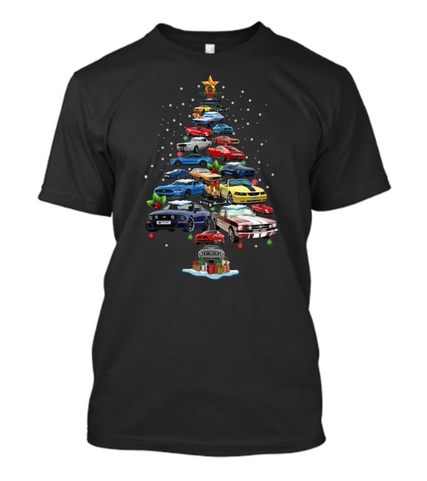 Mustang Christmas Car Tree Festive Display T-Shirt