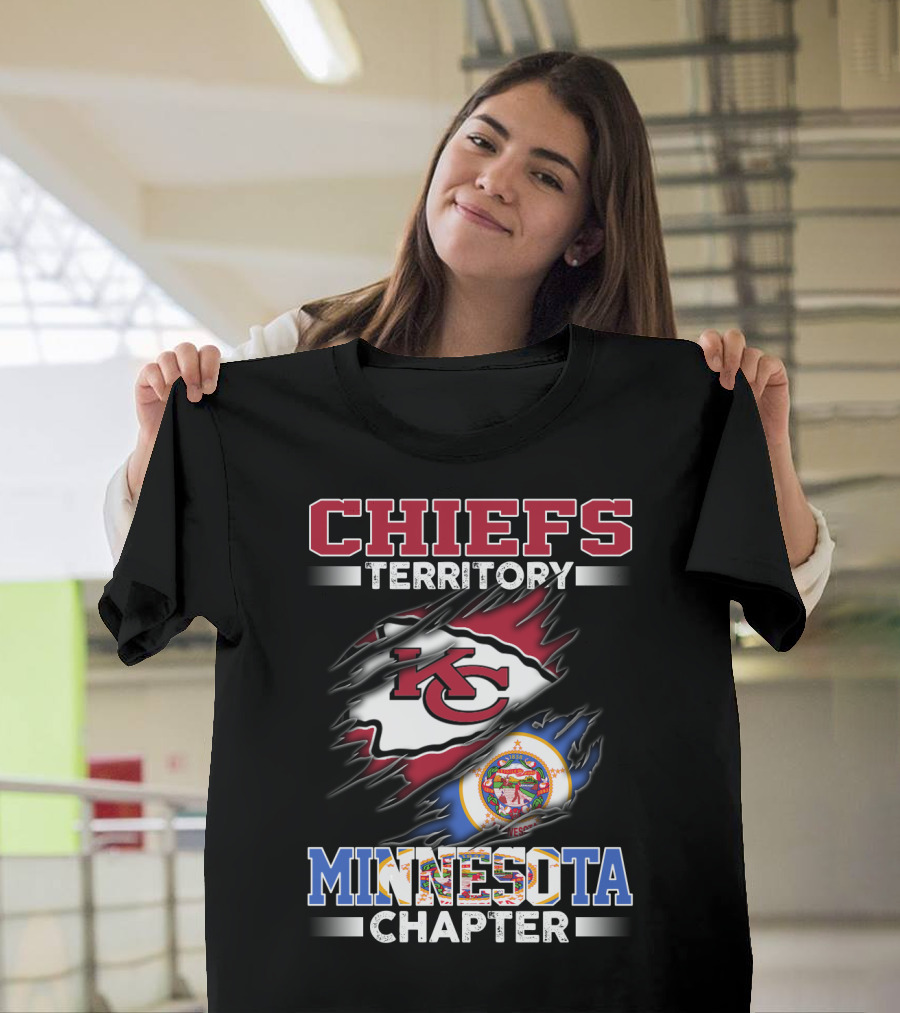 CHIEFS TERRITORY MINNESOTA CHAPTER KC Logo And Minnesota State Flag T-Shirt