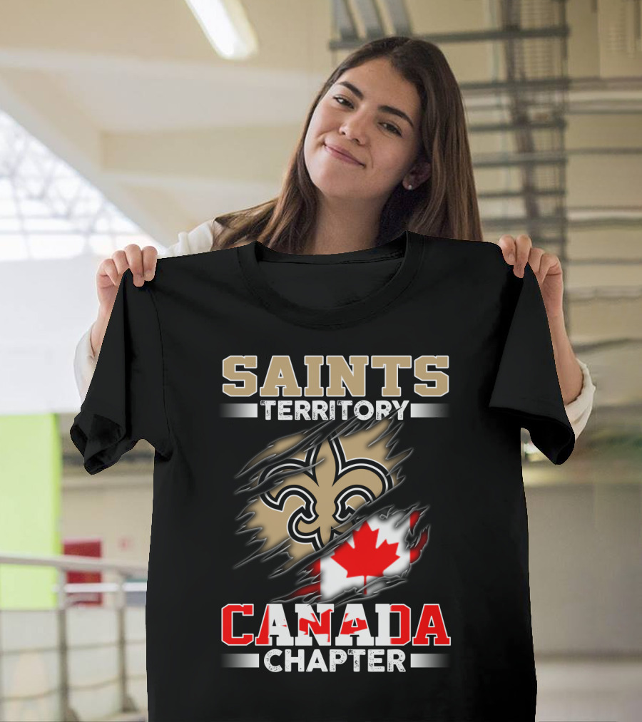 Saints Territory Canada Chapter Fleur-De-Lis And Maple Leaf T-Shirt
