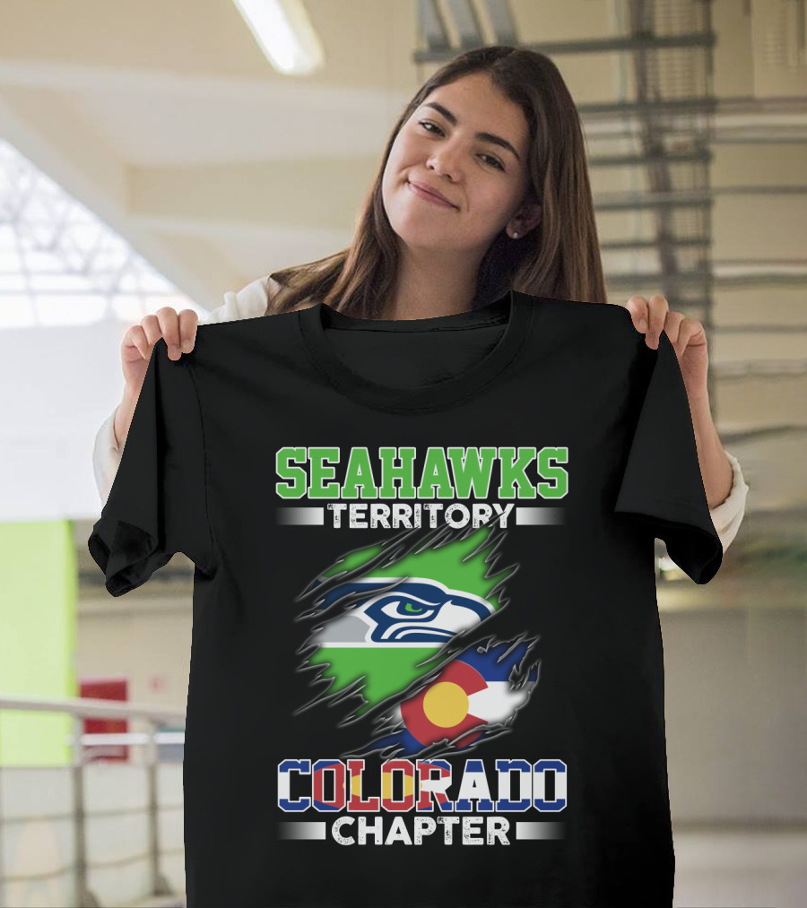 SEAHAWKS TERRITORY COLORADO CHAPTER SEATTLE LOGO FLAG интеграция T-Shirt