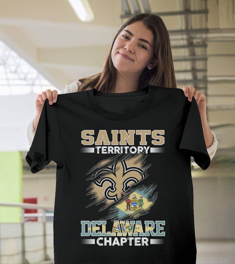 Saints Territory Delaware Chapter Fleur-De-Lis And Delaware Flag T-Shirt