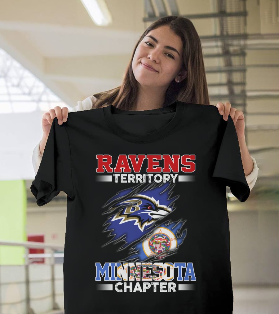 Ravens Territory Minnesota Chapter Nfl Team Logo And State Flag T-Shirt