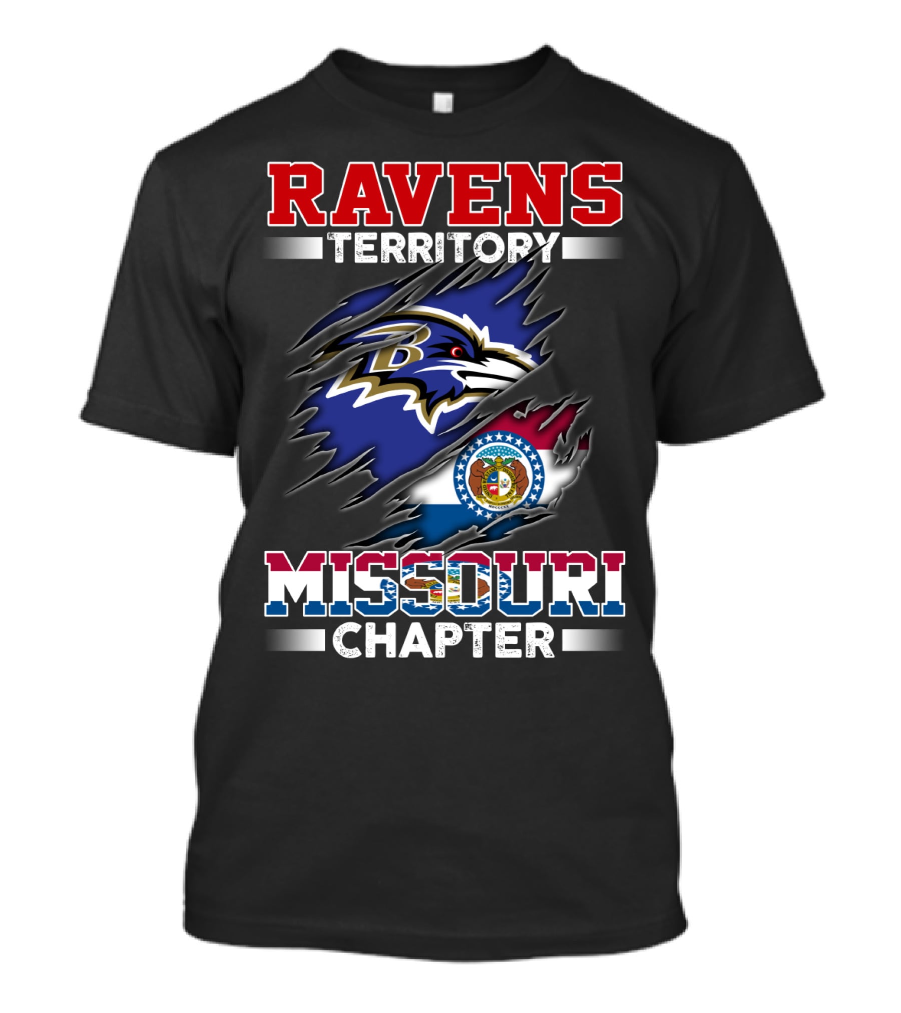 Ravens Territory Missouri Chapter State Flag And Team T-Shirt