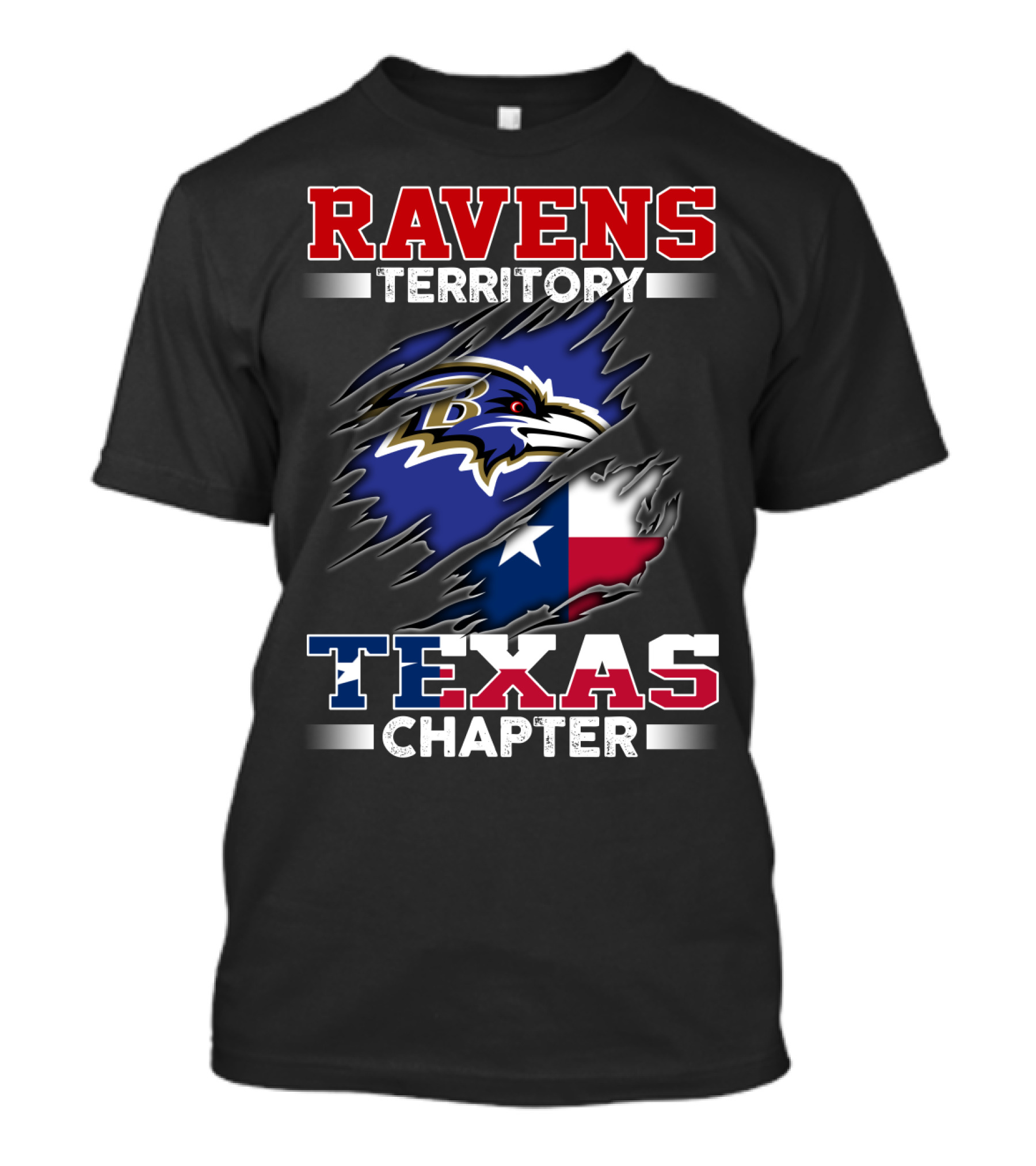 Ravens Territory Texas Chapter Nfl Team Texas State Flag T-Shirt