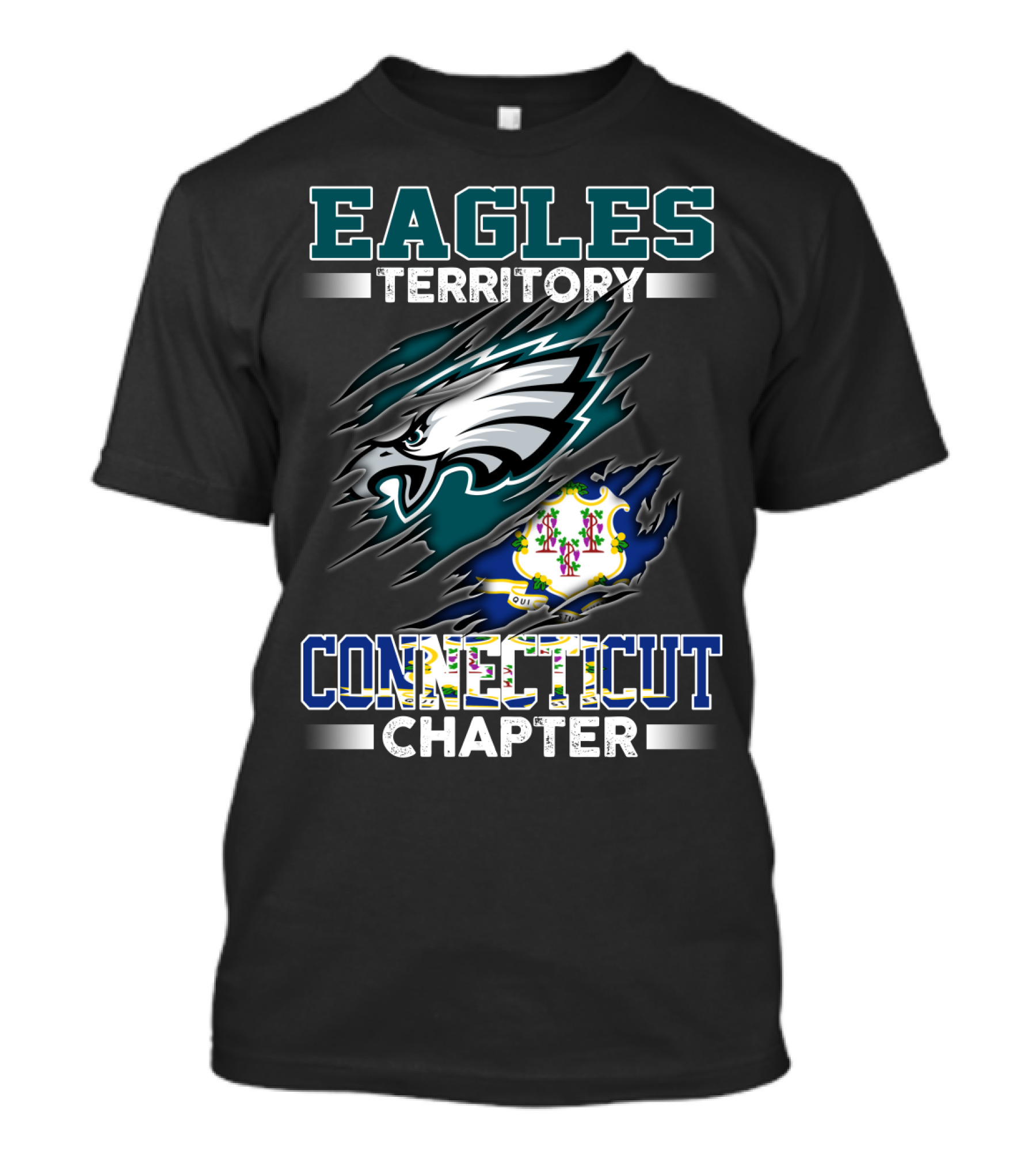 Eagles Territory Connecticut Chapter Logo And State Flag T-Shirt