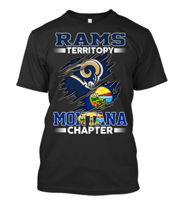 Rams Territory Montana Chapter Football Team Fan Club With Montana State Seal Elements T-Shirt