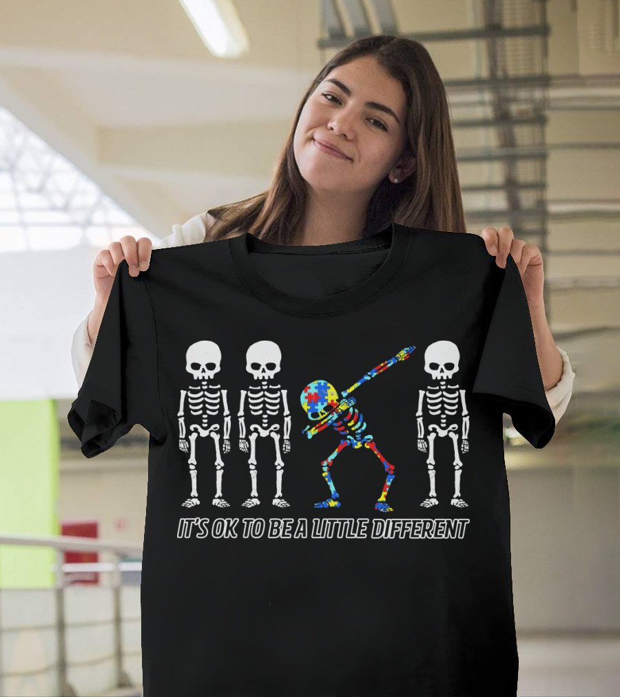 It's Ok to Be a Little Different Skeleton Dab Puzzle T-Shirt