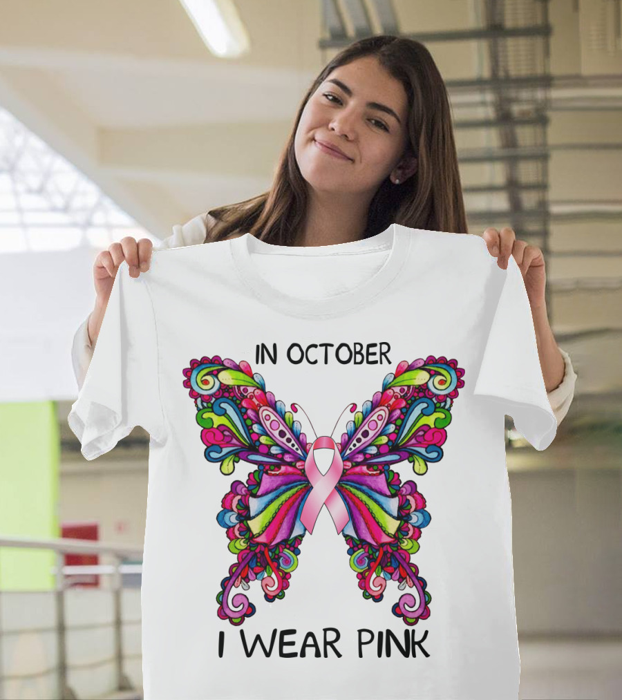 In October I Wear Pink Butterfly T-Shirt