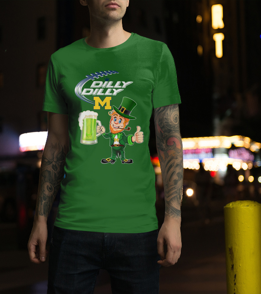 Dilly Dilly M Patrick Football Leprechaun With Green Beer T-Shirt