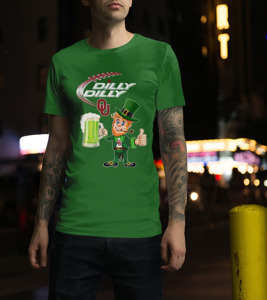 Dilly Dilly OU Football Green Beer Leprechaun T-Shirt