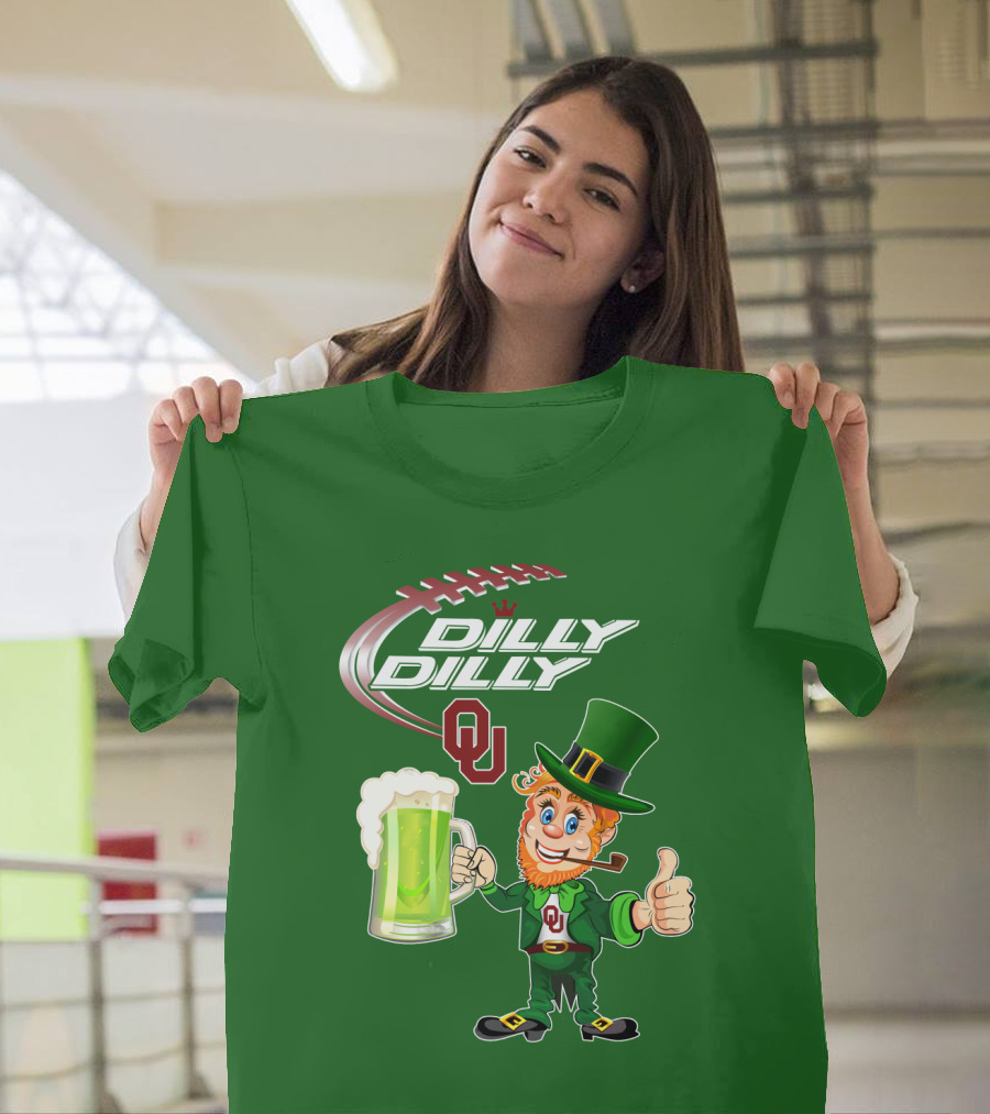 Dilly Dilly OU Football Green Beer Leprechaun T-Shirt