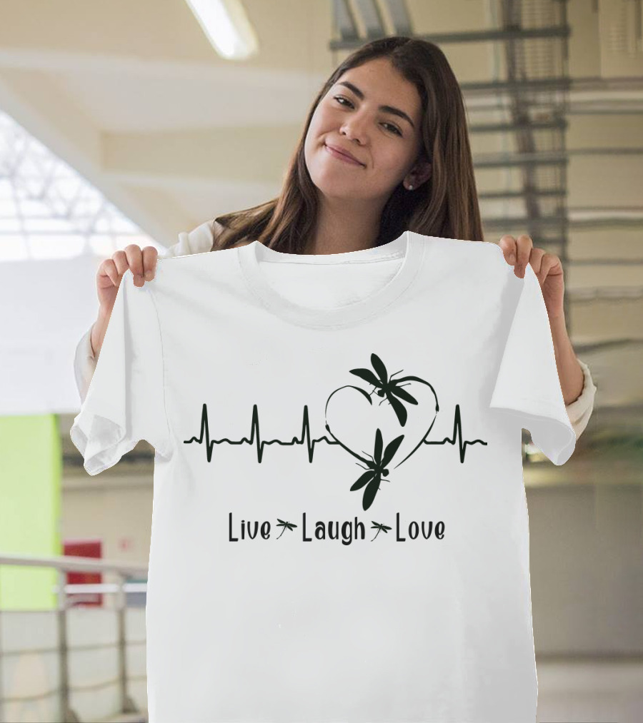 Live Laugh Love Dragonfly Heartbeat T-Shirt