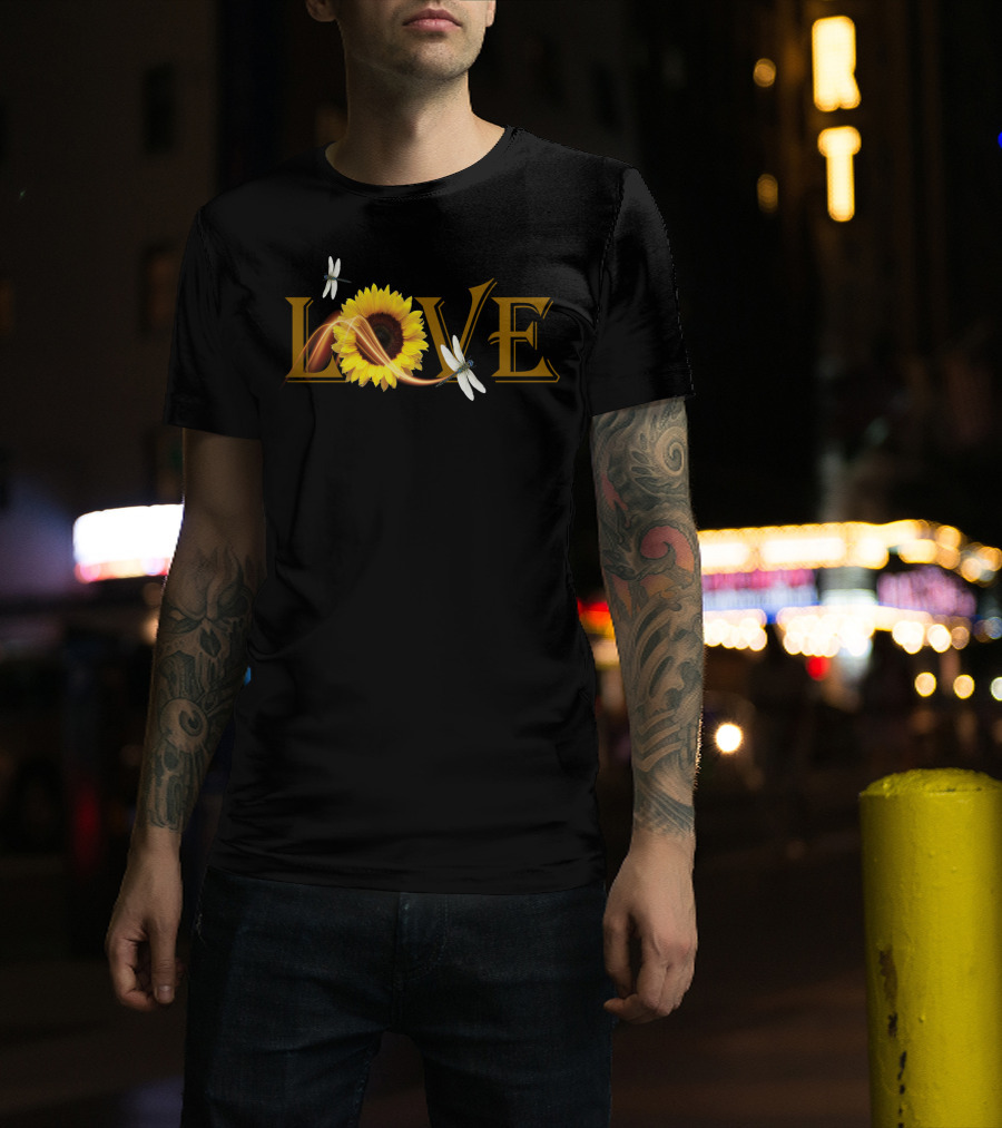 LOVE Sunflower Dragonfly T-Shirt